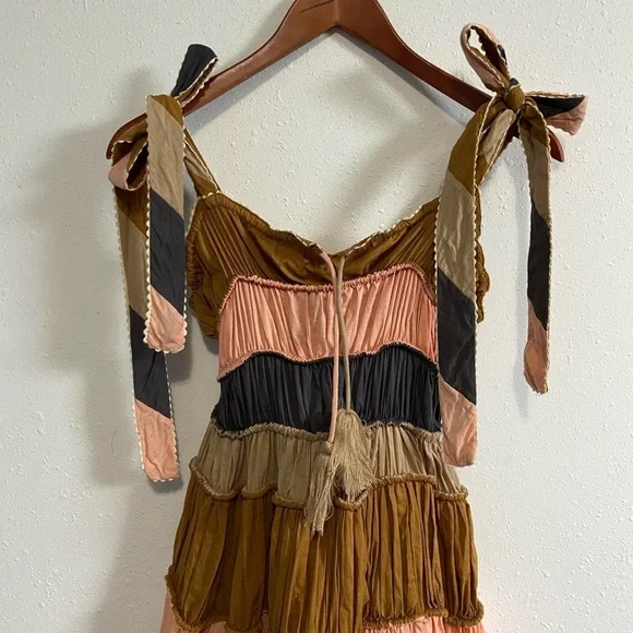 Anthropologie Let Me Be Letizia Color Block Spring Boho Midi Dress - Picture 5 of 7